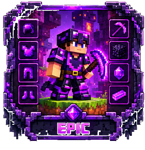Epic purple voxel warrior